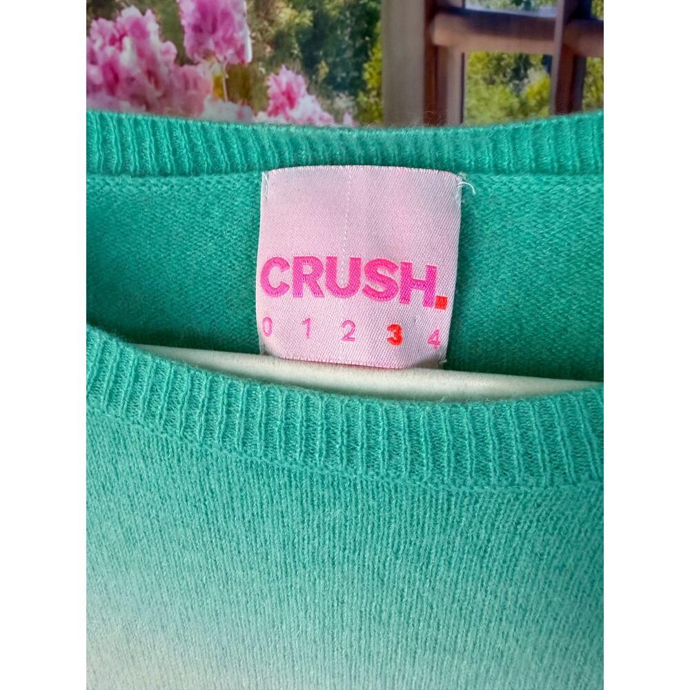 0266 Crush Cashmere 100% Cashmere Ombre Crewneck Sweater Size 3 Large Teal Blue - Picture 2 of 6